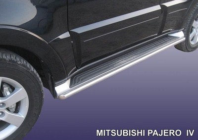 Защита штатного порога d42 Mitsubishi Pajero 4 (2007-2011)