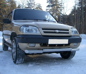 Защита бампера передняя из нержавеющей стали. 76мм (дуга) Chevrolet Niva (2003 по наст.) 