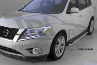 Пороги алюминиевые (Brillant) Nissan Pathfinder (2014-) (серебр)