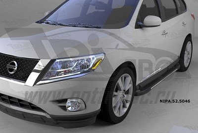 Пороги алюминиевые (Onyx) Nissan Pathfinder (2014-)