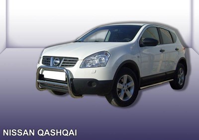 Кенгурятник d57 низкий c защитой картера Nissan Qashqai 2 (2008-2010)