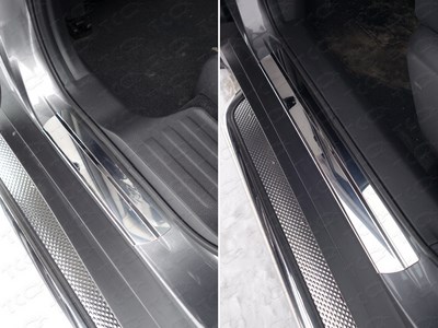 Накладки на пороги (лист зеркальный) 1мм Nissan X-Trail 2015