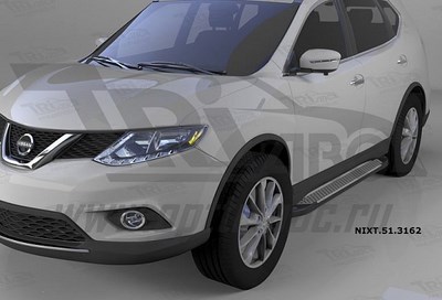 Пороги алюминиевые (Sapphire Silver) Nissan X-Trail (2014-) SKU:401812qw