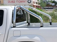 Дуга в кузов из 2-х нержавеющих полированных труб ф70 мм Deluxe (Турция) Nissan (ниссан) Navara (навара) (D40) 4 двери (кузов 1500x1500mm) c 2006-