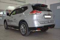 Защита заднего бампера уголки 60 мм короткие Nissan X-Trail 2015