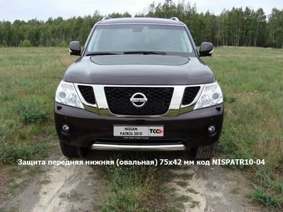 Защита передняя нижняя (овальная) 75х42 мм на Nissan (ниссан) Patrol 2010 по наст. ― PEARPLUS.ru