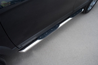 Боковые подножки (пороги) нержавеющая труба с противоскользящими накладками для ног 76мм с заглушкой в виде полушария из нержавеющей стали Toyota (тойота) RAV4 (рав 4) (2006-2009) 