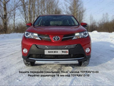 Защита передняя (овальная) 75х42 мм на Toyota (тойота) RAV4 (рав 4) 2013 по наст. ― PEARPLUS.ru