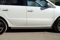 Боковые подножки (пороги) труба из нержавеющей стали 63мм с заглушкой в виде полушария из нержавеющей стали Renault (рено) Koleos (колеос) (2012 по наст.) 
