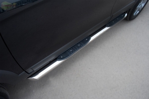 Боковые подножки(пороги) нержавеющая труба с противоскользящими накладками для ног 76мм с заглушкой из нержавеющей стали под углом 45 градусов Suzuki Jimny (2006 по наст.)