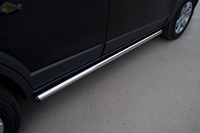 Боковые подножки (пороги) труба из нержавеющей стали 63мм c заглушкой из нержавеющей стали под углом 45 градусов Subaru (субару) Tribeca (трибека) (2008 по наст.) 