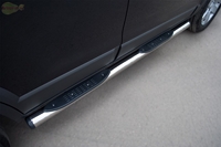 Боковые подножки (пороги) нержавеющая труба с противоскользящими накладками для ног 76мм с заглушкой в виде полушария из нержавеющей стали Subaru (субару) Tribeca (трибека) (2006-2007) 