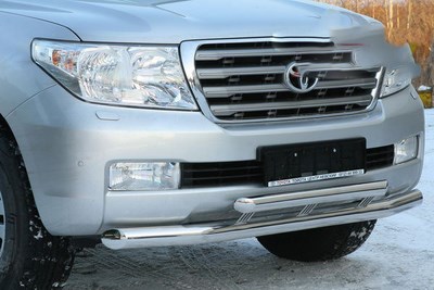 Защита переднего бампера d 76/60 двойная Toyota (тойота) Land Cruiser (круизер) (ленд крузер) 200 2007-2011 ― PEARPLUS.ru