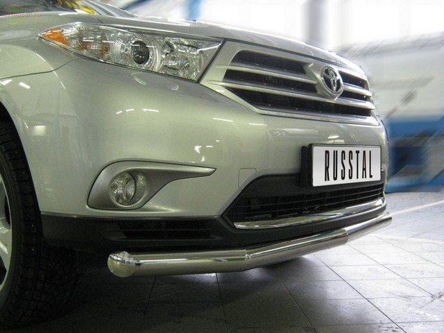 Защита бампера передняя из нержавеющей стали. 76мм (4 секции) Toyota Highlander (2010 по наст.) 