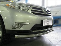 Защита бампера передняя из нержавеющей стали. 76мм (4 секции) Toyota (тойота) Highlander (2010 по наст.) 