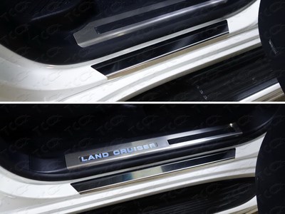 Накладки на пороги с гибом (лист зеркальный) Toyota Land Cruiser 200 2015