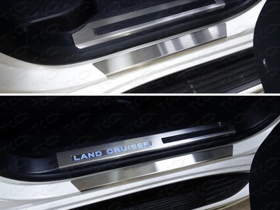 Накладки на пороги с гибом (лист шлифованный) Toyota (тойота) Land Cruiser (круизер) (ленд крузер) 200 2015 ― PEARPLUS.ru