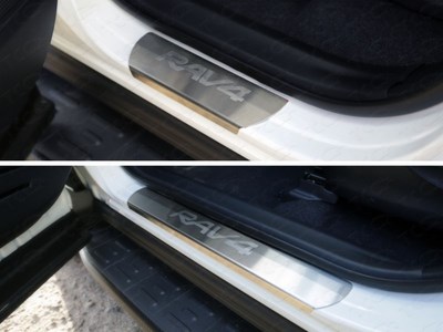 Накладки на пороги (лист шлифованный надпись RAV4) Toyota RAV4 2015-