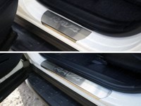 Накладки на пороги (лист шлифованный надпись RAV4 (рав 4)) Toyota (тойота) RAV4 (рав 4) 2015-