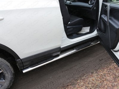 Пороги овальные с накладкой 120х60 мм Toyota RAV4 2015-