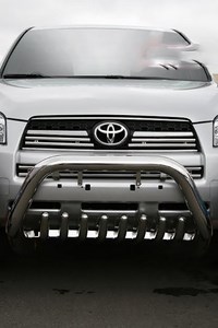 Защита переднего бампера (кенгурин) мини d 76 низкая с нижней защитой Toyota (тойота) RAV-4 2009-2010  (Стандарт, Комфорт, Элеганс - короткая база) 