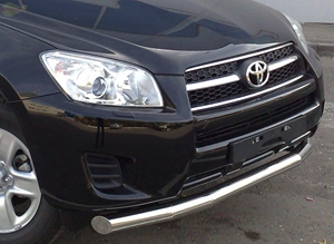 Защита бампера передняя из нержавеющей стали. 76мм (секции) Toyota RAV4 (2009-2010) (длинная база) 