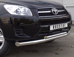Защита бампера передняя из нержавеющей стали 70мм/42 (секции) Toyota RAV4 (2009-2010) (длинная база) 