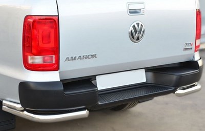 Защита заднего бампера уголки двойные 60/42 мм Volkswagen (фольксваген) Amarok (амарок) (2010-2013) ― PEARPLUS.ru