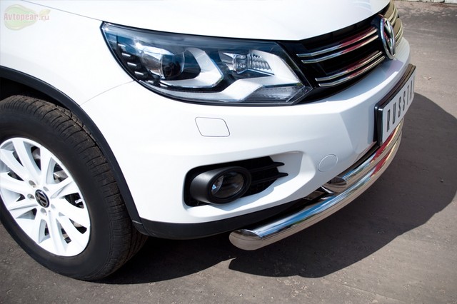 Защита бампера передняя из нержавеющей стали. 76мм/63 (дуга) Volkswagen Tiguan (2011 по наст.) 
