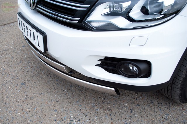 Защита бампера передняя из нержавеющей стали d75х42/75x42мм (овал) Volkswagen Tiguan (2011 по наст.) 