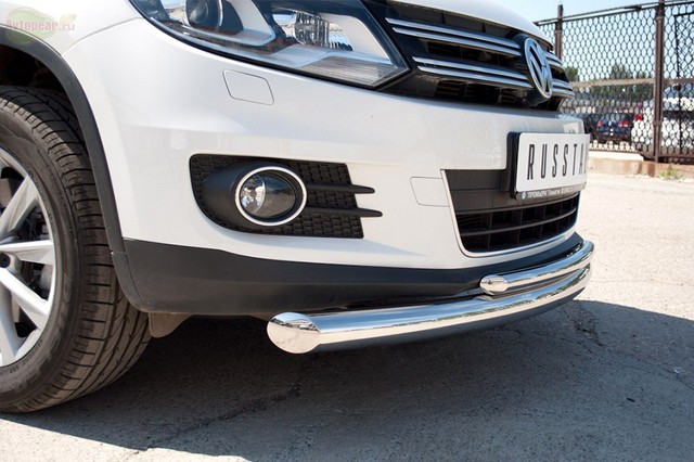 Защита бампера передняя из нержавеющей стали. 76мм/42 (дуга) Volkswagen Tiguan Sport (2011 по наст.) 