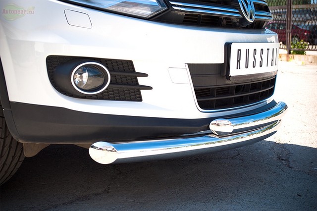 Защита бампера передняя из нержавеющей стали. 76мм/63 (дуга) Volkswagen Tiguan Sport (2011 по наст.) 