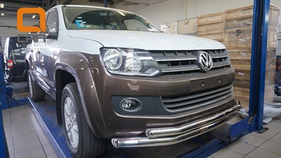 Защита переднего бампера Volkswagen Amarok (2010-) (двойная) d76/60