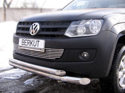 Защита передняя двойная d76/60 (эллиптические заглушки) Volkswagen (фольксваген) Amarok (амарок) 2010- ― PEARPLUS.ru