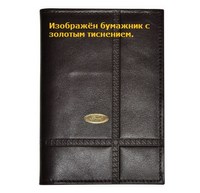 Бумажник водителя с обложкой паспорта и карманом для визитных карт. Золотое тиснение (Ford (Форд)) . Материал: кожа