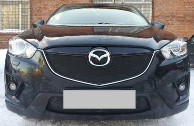 Защита радиатора Mazda (мазда) CX5 (X5) 2012-2015 black верх  ― PEARPLUS.ru