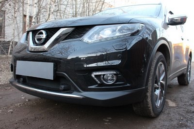 Защита радиатора Nissan X-Trail 2015- black c парктрониками