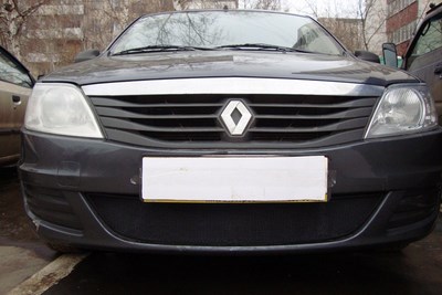Защита радиатора Renault (рено) Logan 2010-2014 black ― PEARPLUS.ru