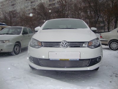 Защита радиатора Volkswagen (фольксваген) Polo, седан 2010- chrome ― PEARPLUS.ru