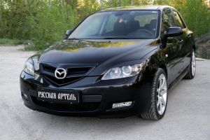 Накладки на передние фары (реснички) компл.-2 шт. Mazda (мазда) 3 хэтчбек (2003-2008) SKU:66647qw ― PEARPLUS.ru