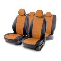 Чехлы из экокожи для BMW (бмв) X-1 E-84 2009-2015 [Черно-оранжевый]