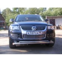 Защита передняя двойная d76/60 (скосы)  (AL Sheriff) Volkswagen (фольксваген) Touareg (туарег) 2007-2009 ― PEARPLUS.ru