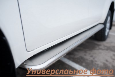 Пороги труба  d42 с нержавеющим листом Mitsubishi Pajero Sport 2013-