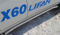 Пороги труба d63 (заглушка в виде полушария из нержавеющей стали) Lifan X60 2012-