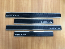 Накладки на пороги Daewoo Nexia N100 1996-; N150 2008- (нерж.сталь + КАРБОН) компл. 4шт. SKU:469122qw