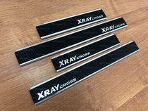 Накладки на пороги Lada (ВАЗ, Лада) Xray Cross 2018- (нерж.сталь + КАРБОН) компл. 4шт.