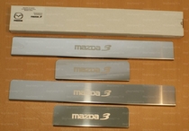 Накладки на пороги Mazda (мазда) 3 2013- (нерж.сталь) компл. 4шт.