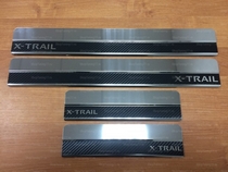Накладки на пороги Nissan (ниссан) X-Trail T32 2015- (нерж.сталь + КАРБОН) компл. 4шт. SKU:469281qw