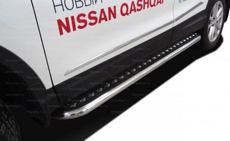 Пороги с накладным листом труба 60 мм Nissan Qashqai (2014-)