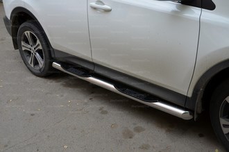 Пороги труба с накладками 76 мм Toyota RAV 4 (2013-)